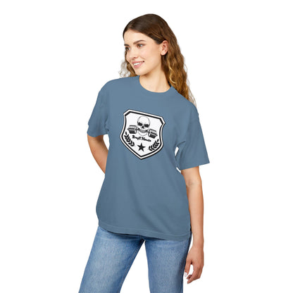 Skull Emblem Unisex Urban Heavy Tee – Edgy Casual Streetwear