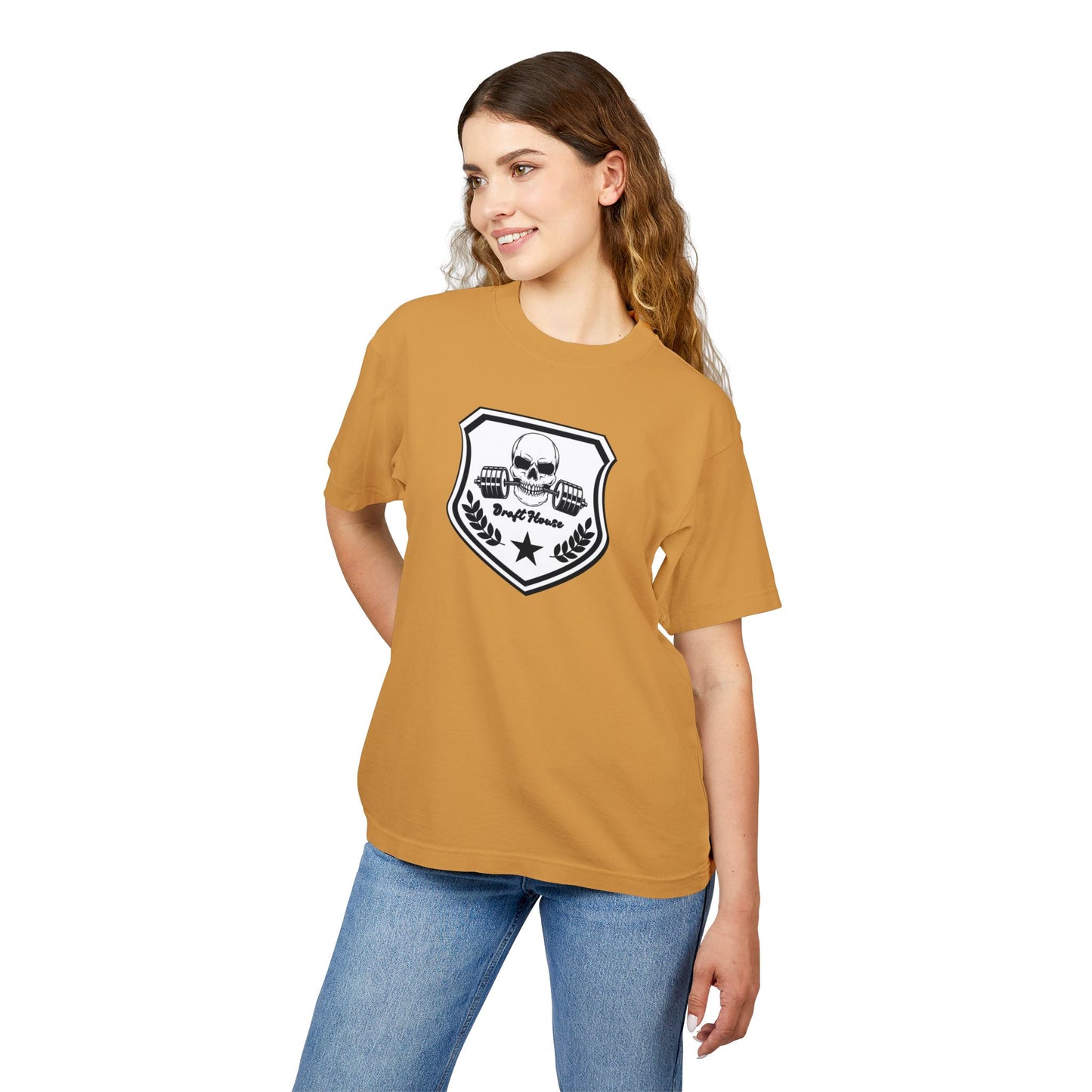 Skull Emblem Unisex Urban Heavy Tee – Edgy Casual Streetwear