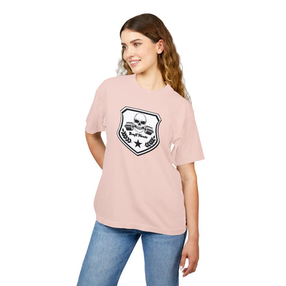 Skull Emblem Unisex Urban Heavy Tee – Edgy Casual Streetwear