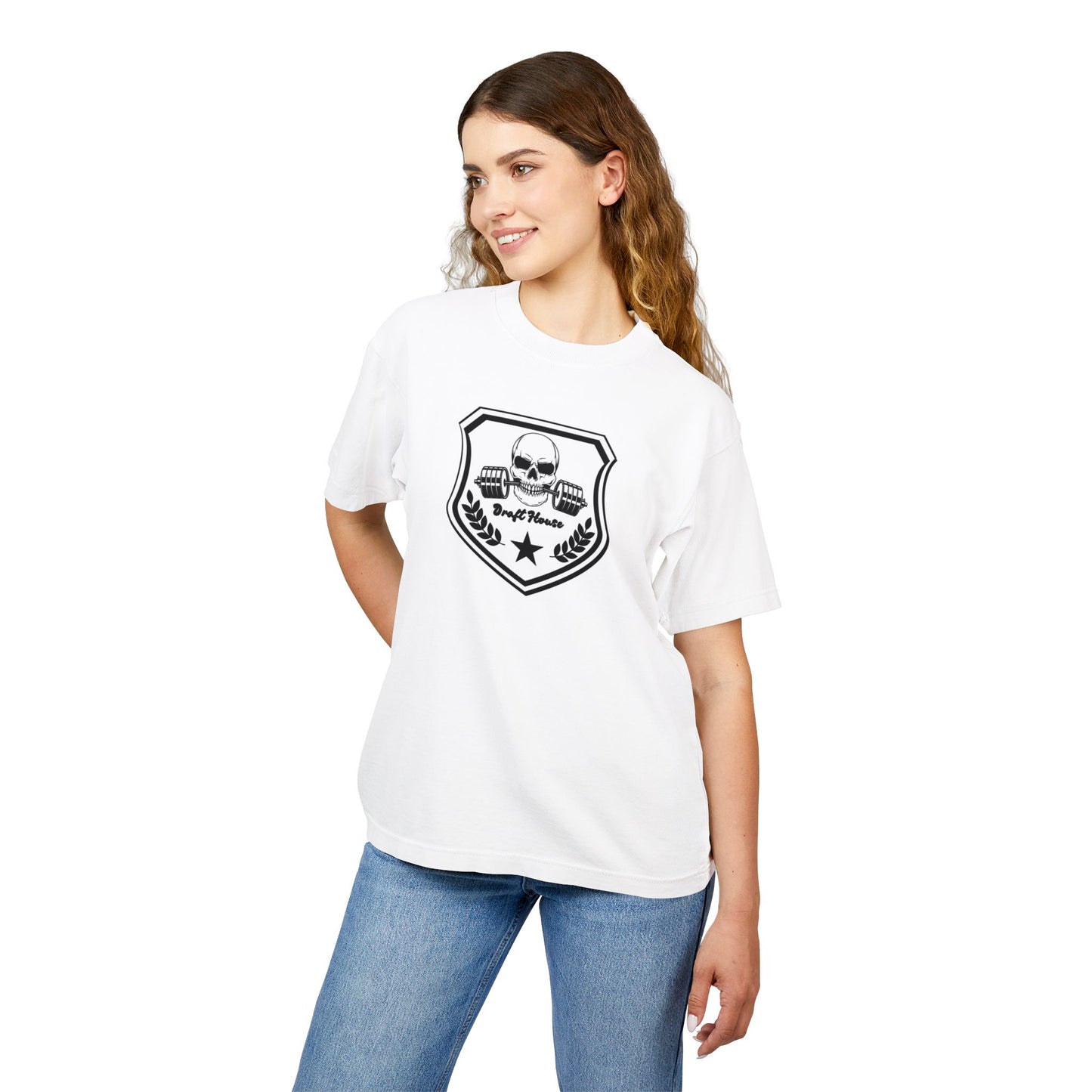 Skull Emblem Unisex Urban Heavy Tee – Edgy Casual Streetwear