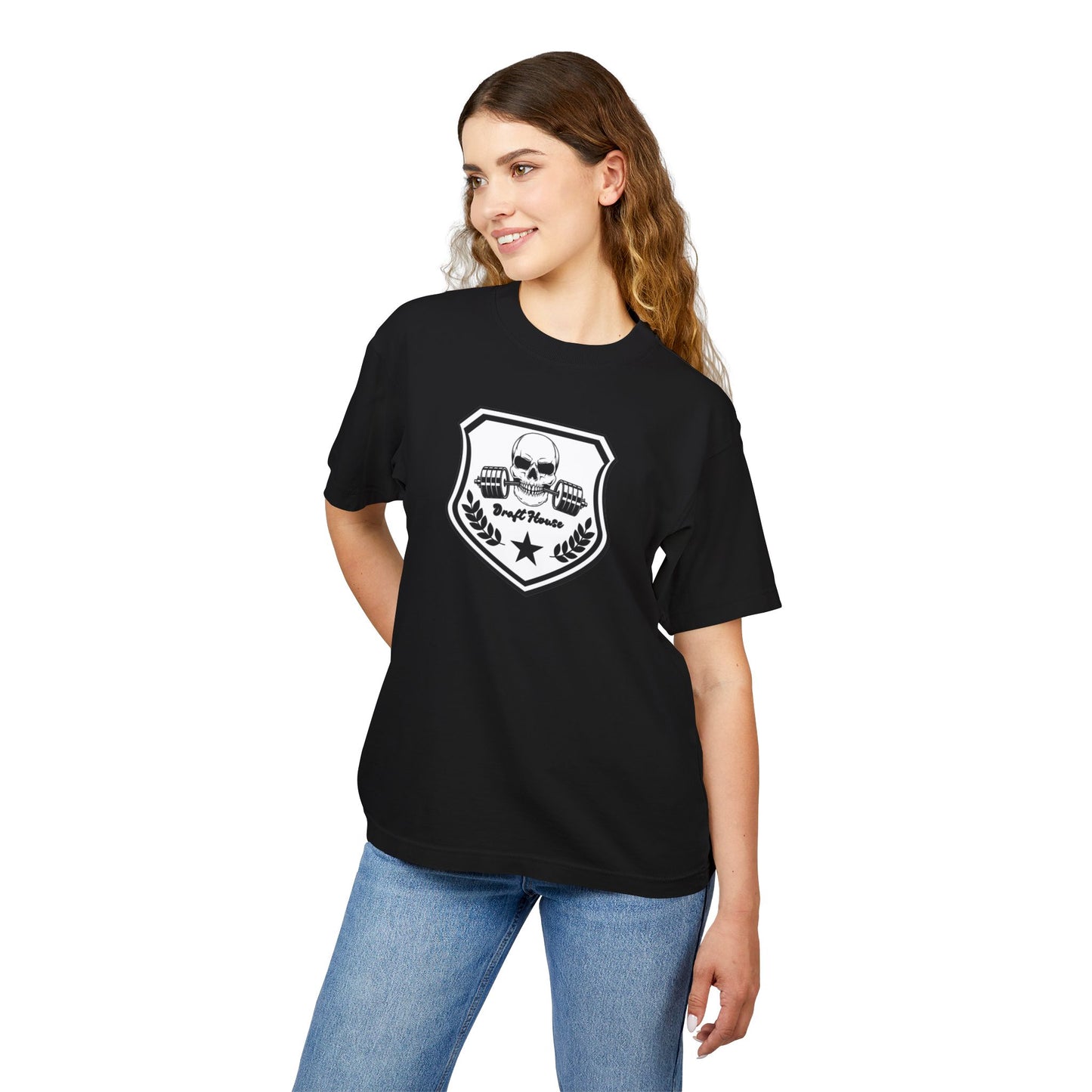 Skull Emblem Unisex Urban Heavy Tee – Edgy Casual Streetwear